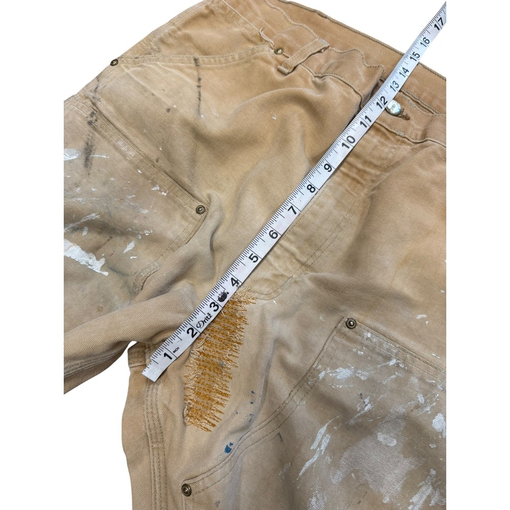 Carhartt Double Knee Work Pants Mens 36x34 Tan Fair Distressed Painter B01 USA - Picture 6 of 12